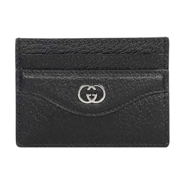 GUCCI Leather Card Holder Men's Black