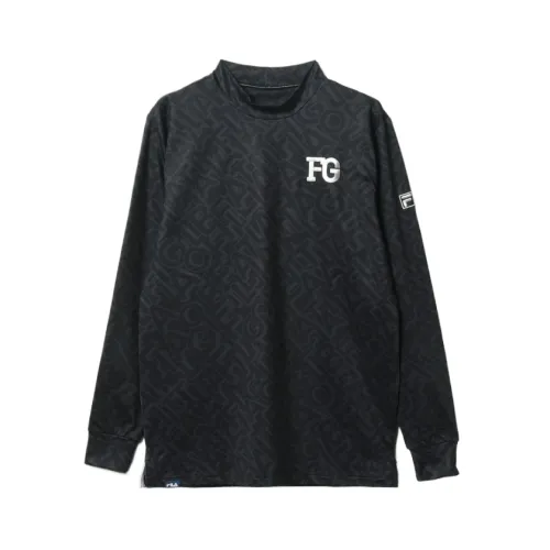 FILA Golf Collection Shirts Men's Black Stand Collar Thin