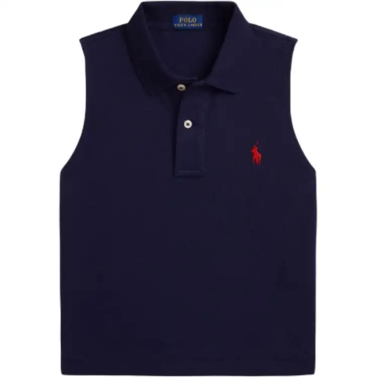 Polo Ralph Lauren Short pony sleevless, fitted dark blue polo, with embroidery, cut