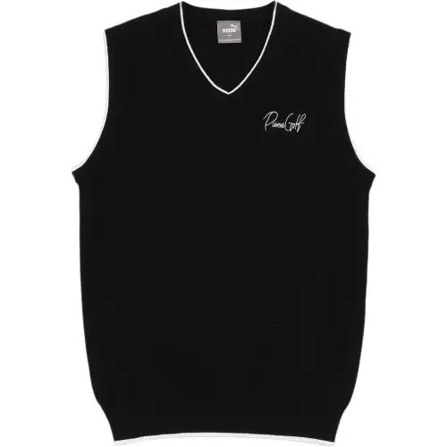 PUMA Tank Tops Men's Black V Neck Moderate Straight Fit