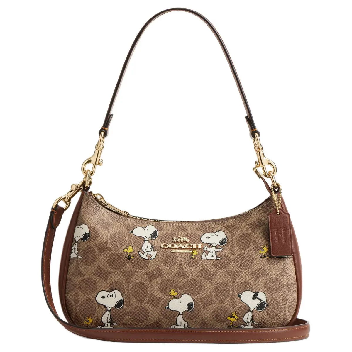 COACH Coated Canvas Shoulder Bag Medium Women's Brown