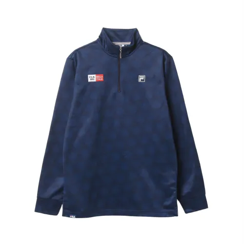 FILA Golf Collection Shirts Men's Marine Blue Stand Collar Moderate