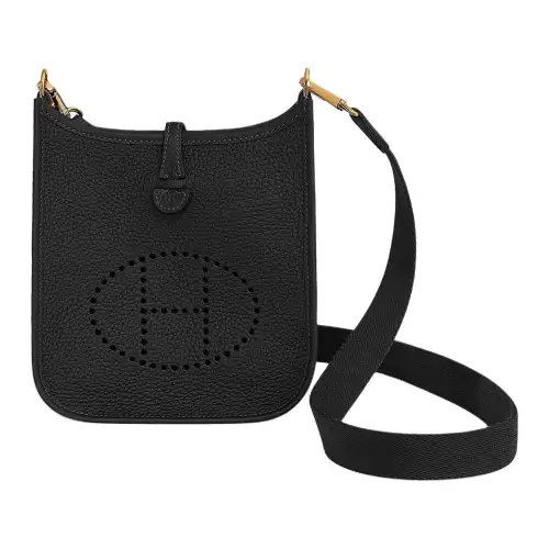 HERMES Evelyne Amazone Clemence Gold 16 Mini/TPM Noir