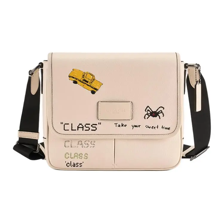 COACH Sprint Cow Leather Shoulder Bags Medium Men's Chalk White