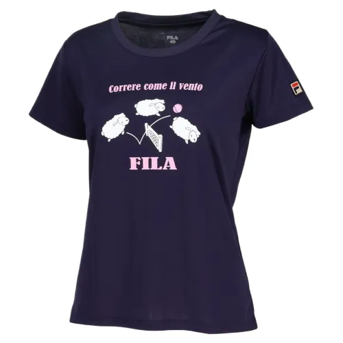 FILA T Shirts Women's Marine Blue Crew Neck Moderate