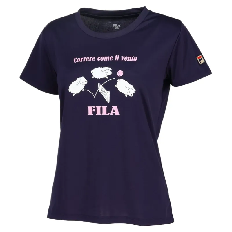 FILA T Shirts Women's Marine Blue Crew Neck Moderate