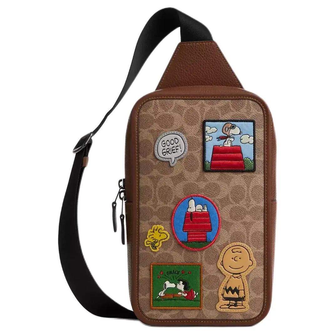 COACH Peanuts Sullivan Smooth Calfskin Sling Bag Large Men's Tan