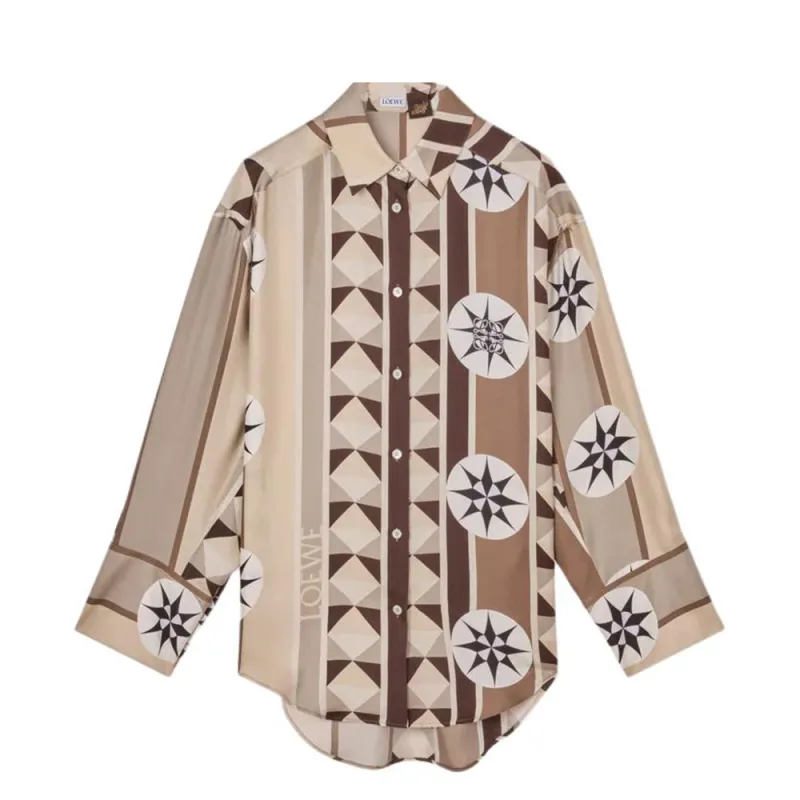 LOEWE Compass Long Sleeve Shirt 'Beige/Multicolor'