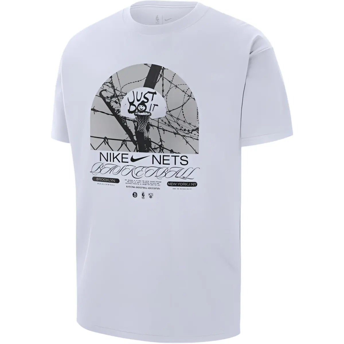 Nike T-Shirts Men's White Crew Neck Moderate Straight Fit