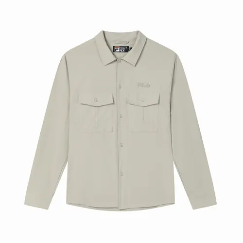 FILA Shirts Men's Rice Wood Khaki Lapel Moderate Workwear