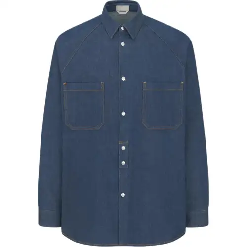DIOR Shirts Men's Blue Lapel Moderate