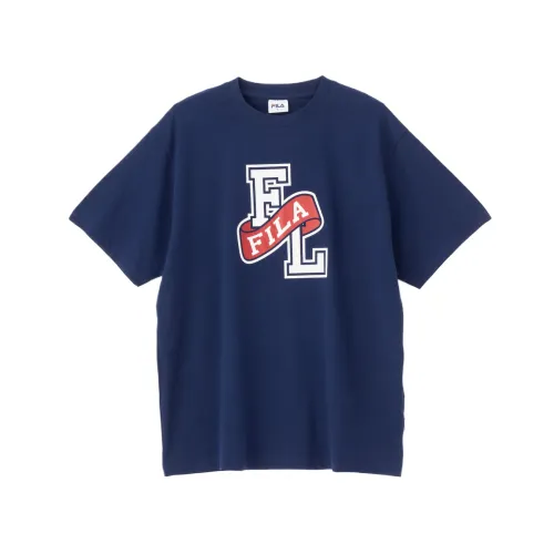 FILA T Shirts Men's Marine Blue Crew Neck Moderate Straight Fit