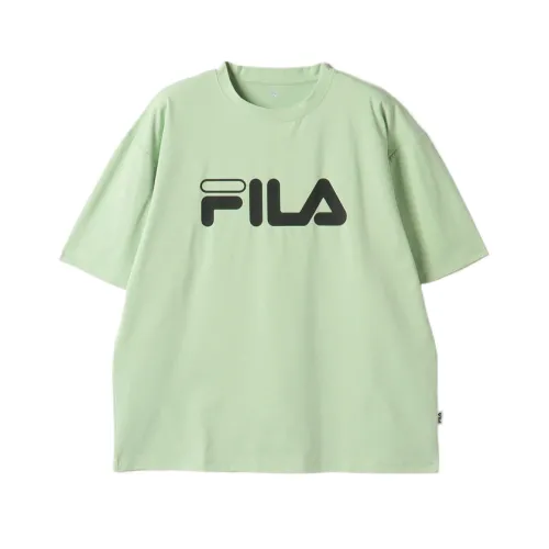 FILA T Shirts Men's Green Crew Neck Moderate Straight Fit