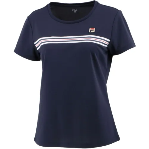 FILA Tennis Tops Women's Navy Blue Crew Neck Moderate