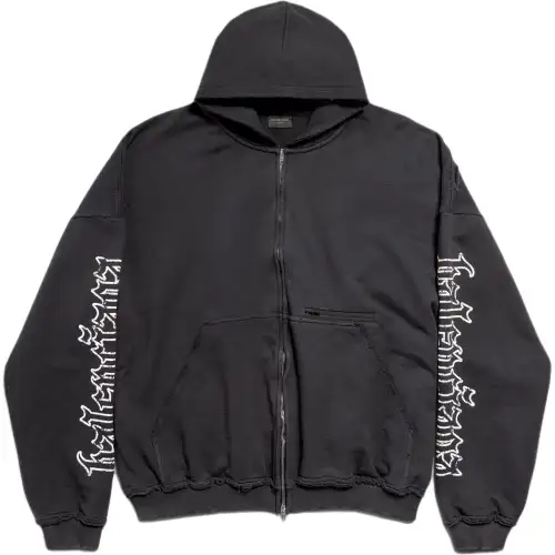Balenciaga Letter Script Pulled Zipped Hoodie