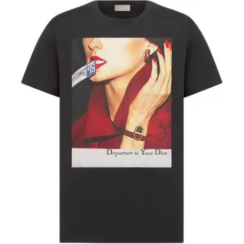 DIOR T Shirts Unisex Gray Crew Neck Moderate Straight Fit