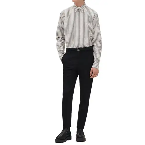 HERMES Shirts Men's Gray Lapel Moderate Other
