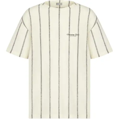 DIOR T Shirts Men's Beige Crew Neck Moderate