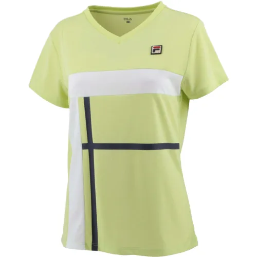 FILA Tennis Tops Women's Neon Green V Neck Moderate