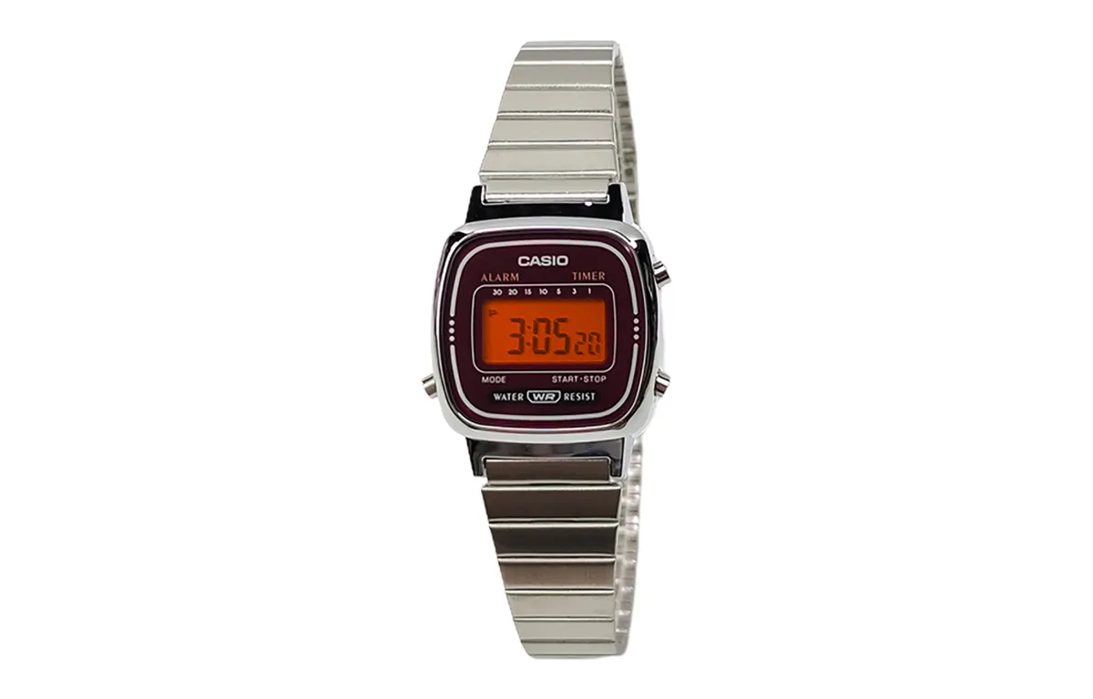CASIO Custom Collection Quartz Movement Stainless Steel Strap Watch Women's Watch Red Watch Dial