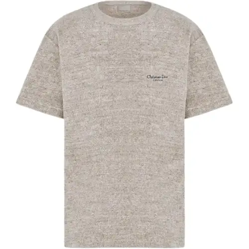 DIOR T Shirts Men's Beige Crew Neck Moderate