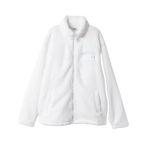 FILA Velvet Jackets Men's White Stand Collar Moderate