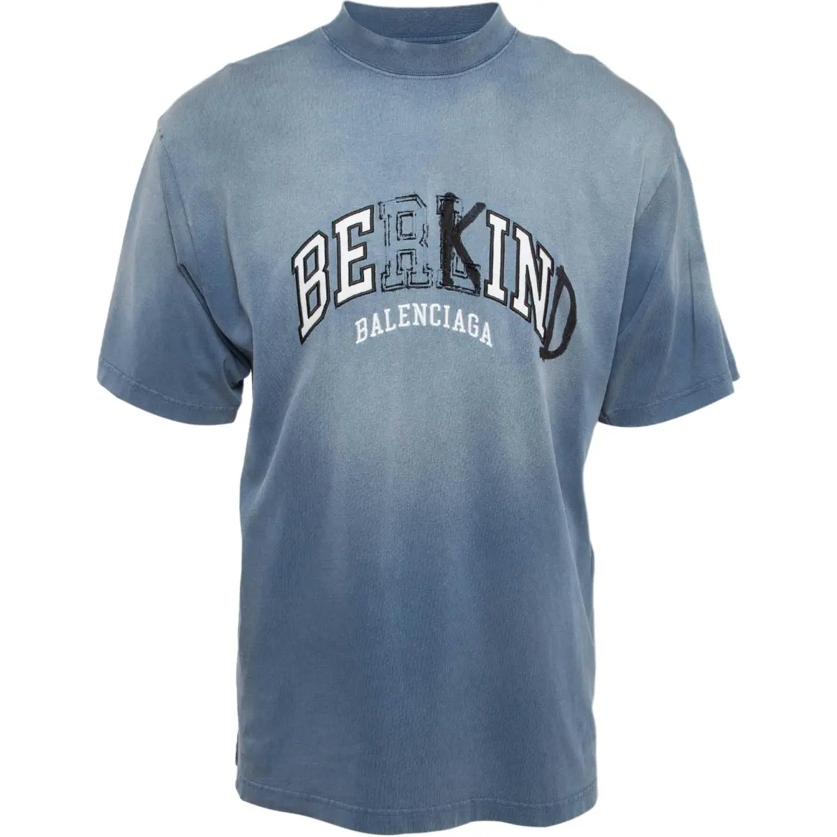 Balenciaga T-Shirts Men's Blue Crew Neck Moderate
