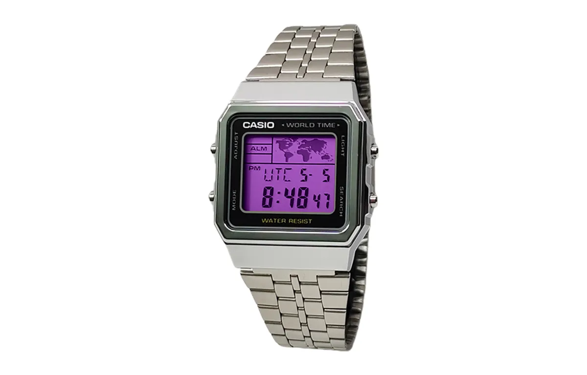 CASIO Custom Collection Quartz Movement Stainless Steel Strap Watch Men's Watches Purple Watch Dial