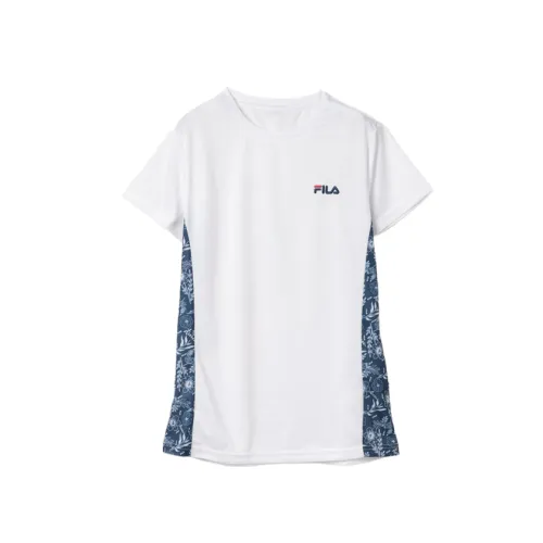 FILA T Shirts Women's White Crew Neck Moderate Straight Fit