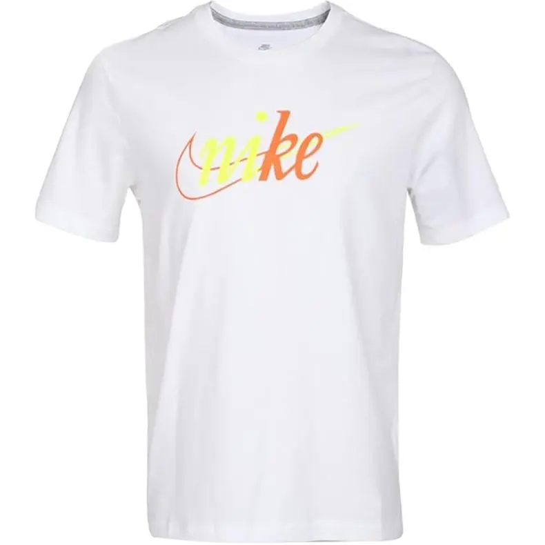 Nike T-Shirts Men's White Crew Neck Moderate Straight Fit
