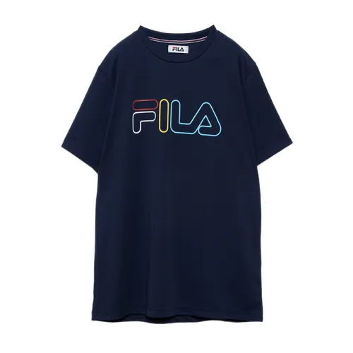 FILA T Shirts Men's Marine Blue Crew Neck Moderate Straight Fit