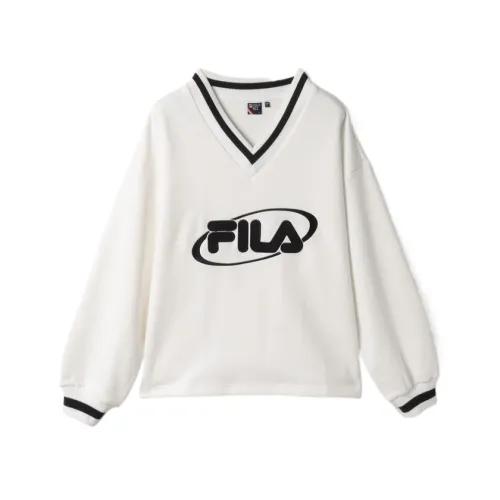 FILA Sweatshirts Women's White V Neck Moderate