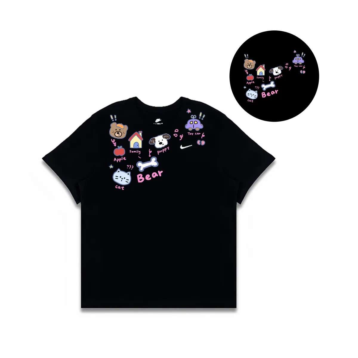 Nike Sportswear T-Shirts Men's Black Crew Neck Moderate