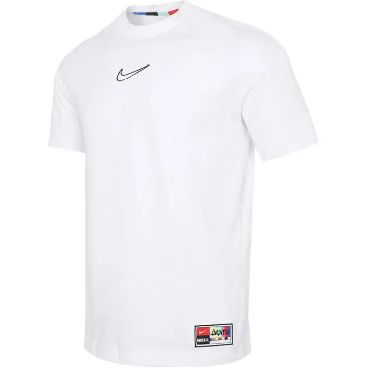Nike T-Shirts Men's White Crew Neck Moderate Straight Fit