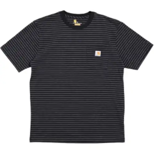 Carhartt K87 LOOSE FIT HEAVYWEIGHT SHORT SLEEVE POCKET T SHIRT T Shirt Men's Black Stripes