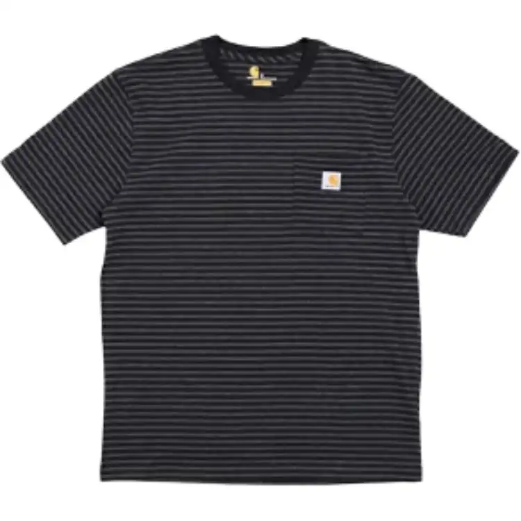 Carhartt K87 LOOSE FIT HEAVYWEIGHT SHORT SLEEVE POCKET T SHIRT T Shirt Men's Black Stripes