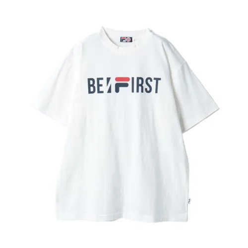 FILA T Shirts Men's White Crew Neck Moderate Straight Fit
