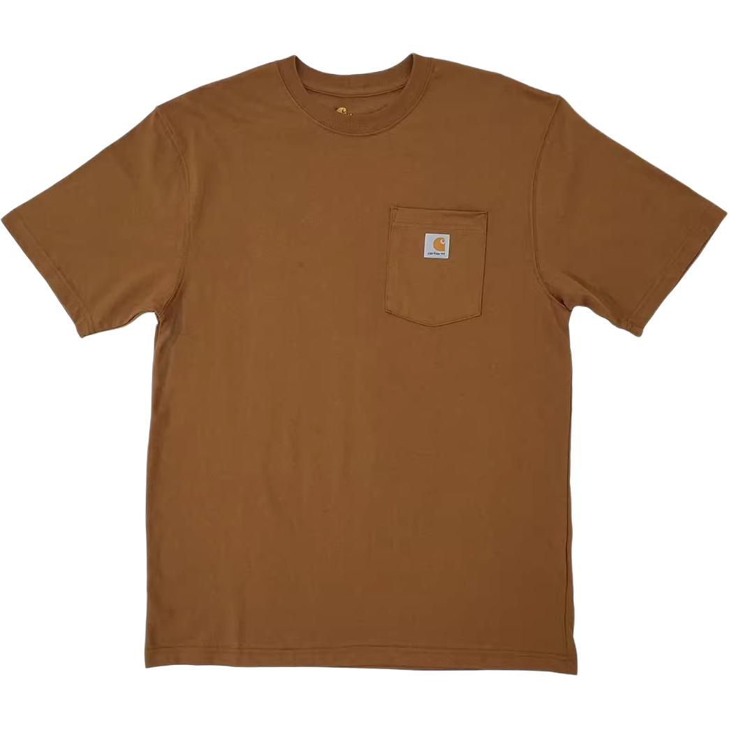 Мужская футболка Carhartt K87 LOOSE FIT HEAVYWEIGHT SHORT-SLEEVE POCKET T-SHIRT (коричневая)