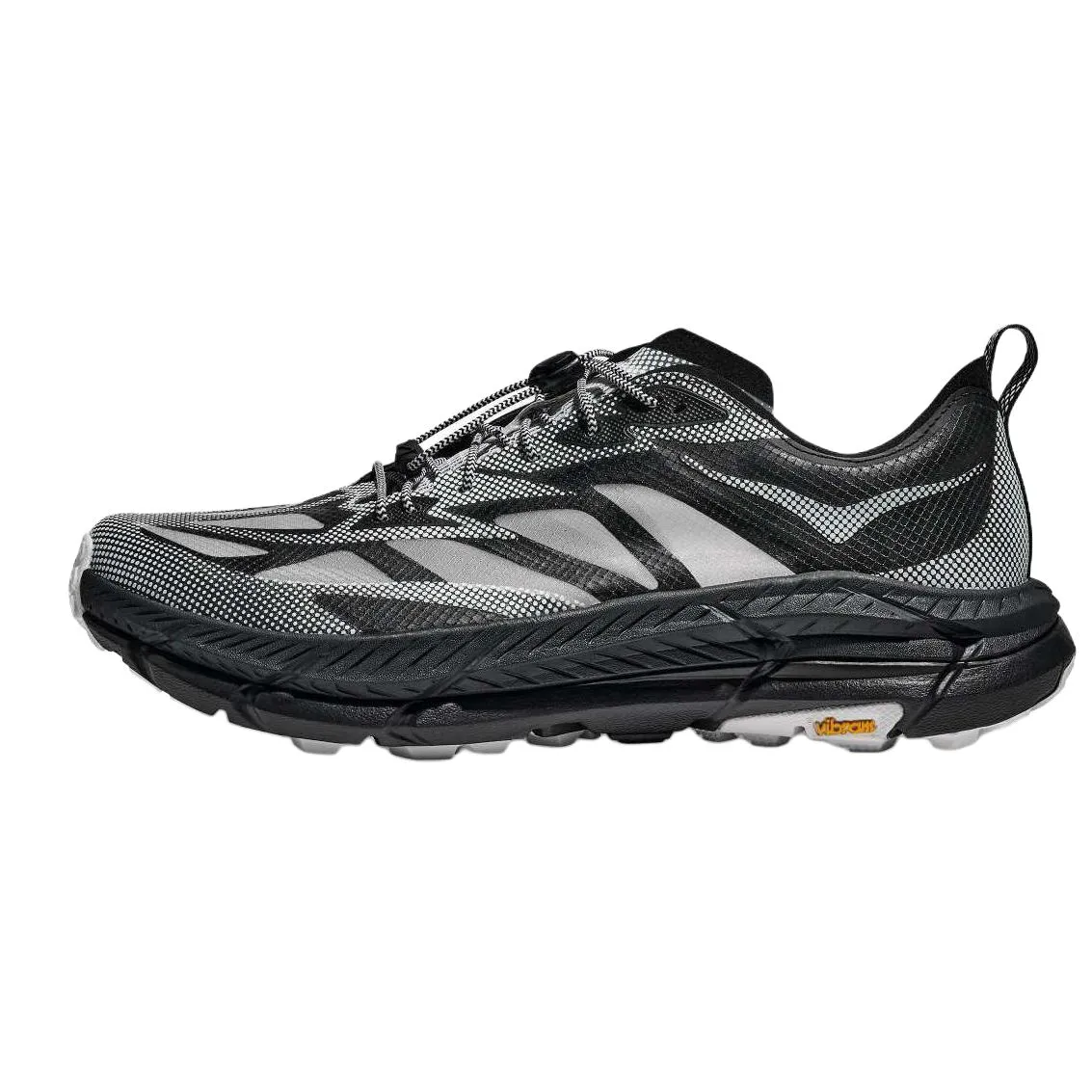 HOKA ONE ONE Mafate Speed 4 Slip Resistant Breathable Cushioning Low top Outdoor Shoes Unisex Silver Black