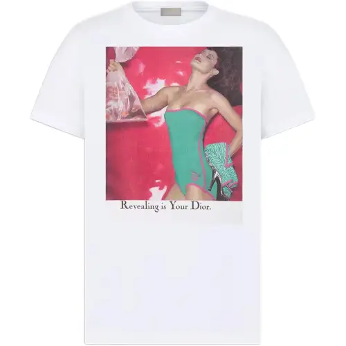 DIOR T Shirts Unisex White Crew Neck Moderate Straight Fit