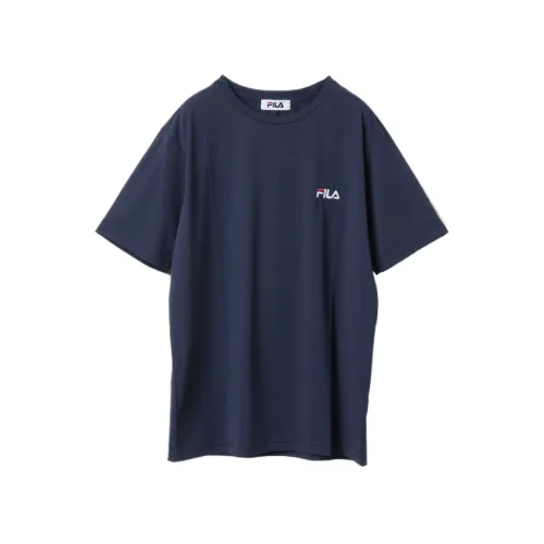 FILA T Shirts Men's Marine Blue Crew Neck Moderate Straight Fit