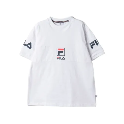 FILA Heritage T Shirts Men's White Crew Neck Moderate Straight Fit