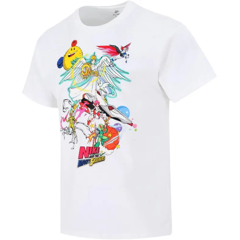 Nike T-Shirts Men's White Crew Neck Moderate Straight Fit