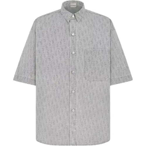 DIOR T Shirts Men's Gray Polo Collar Moderate