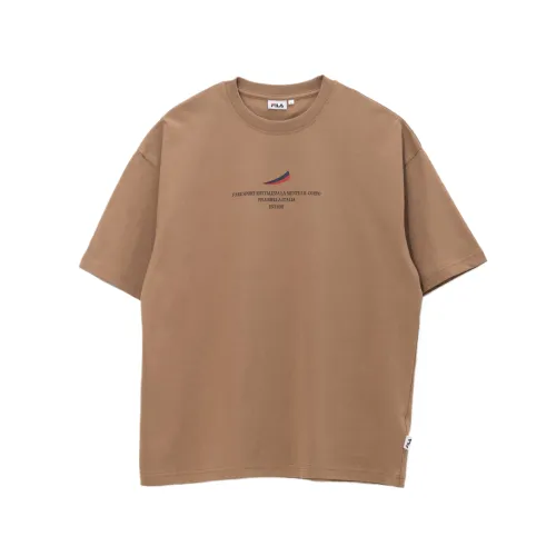 FILA T Shirts Men's Brown Crew Neck Moderate Straight Fit