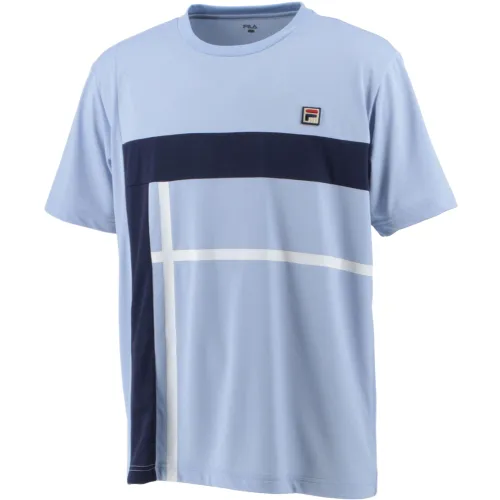 FILA T Shirts Men's Gray Blue Crew Neck Moderate
