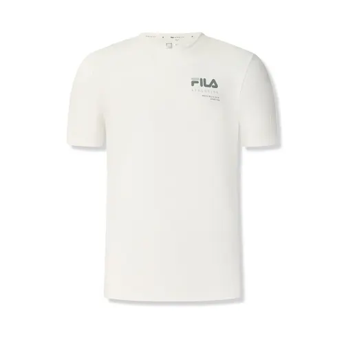FILA Fitness T Shirts Men's Brown White Crew Neck Moderate Straight Fit
