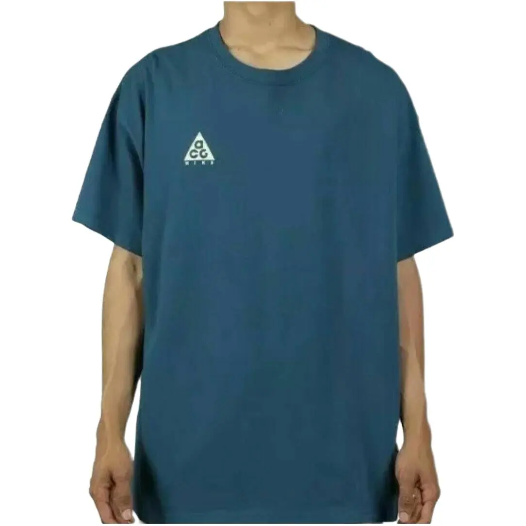Nike T-Shirts Men's Blue Crew Neck Moderate Straight Fit