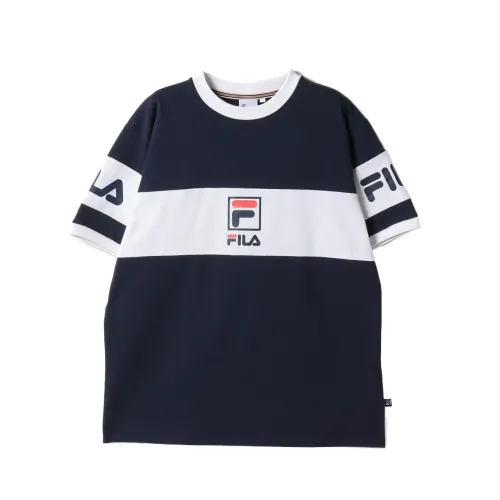 FILA T Shirts Unisex Marine Blue Crew Neck Moderate