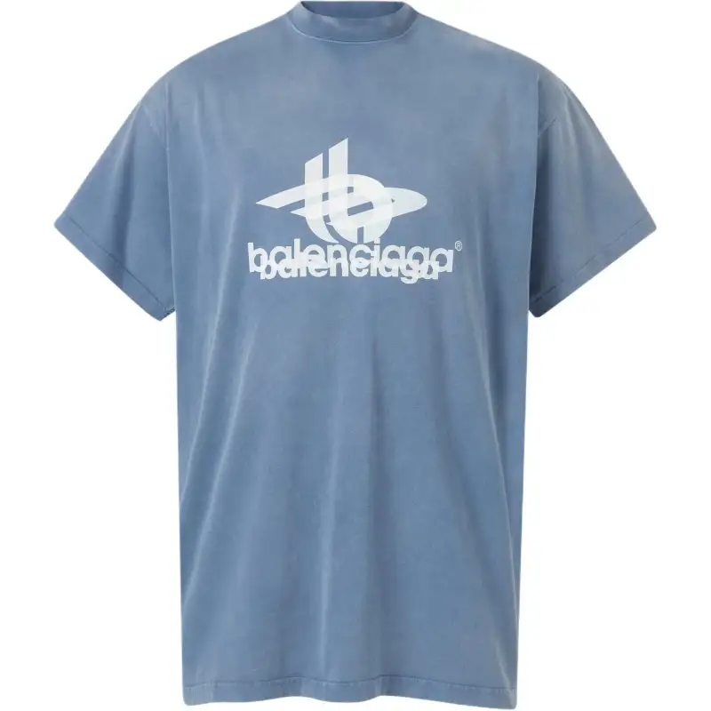 Balenciaga T Shirt Loose Fit Unisex Blue